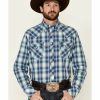 Western Shirt * | West Made Men'S Dobby Plaid Long Sleeve Snap Western Shirt Roper Outlet