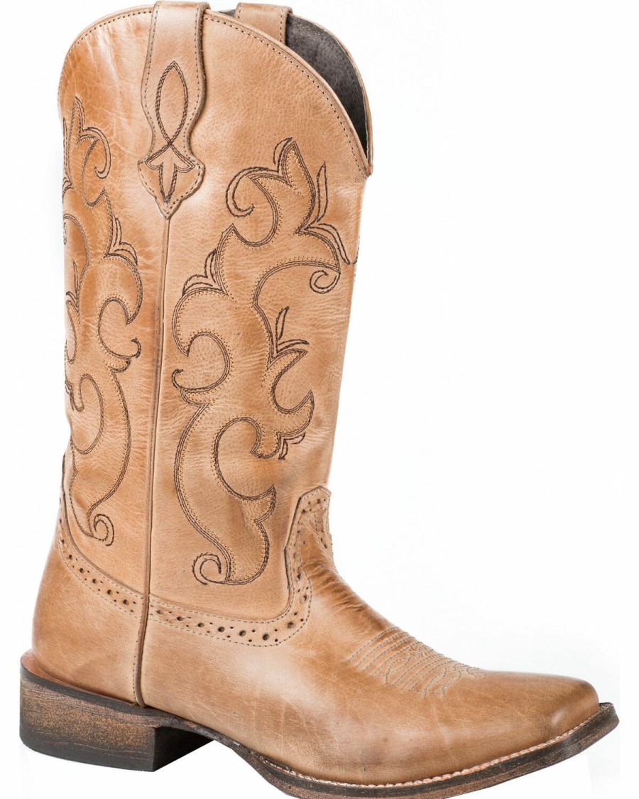 Boots * | Roper Lindsey Tan Cowgirl Boots Square Toe Limited Edition