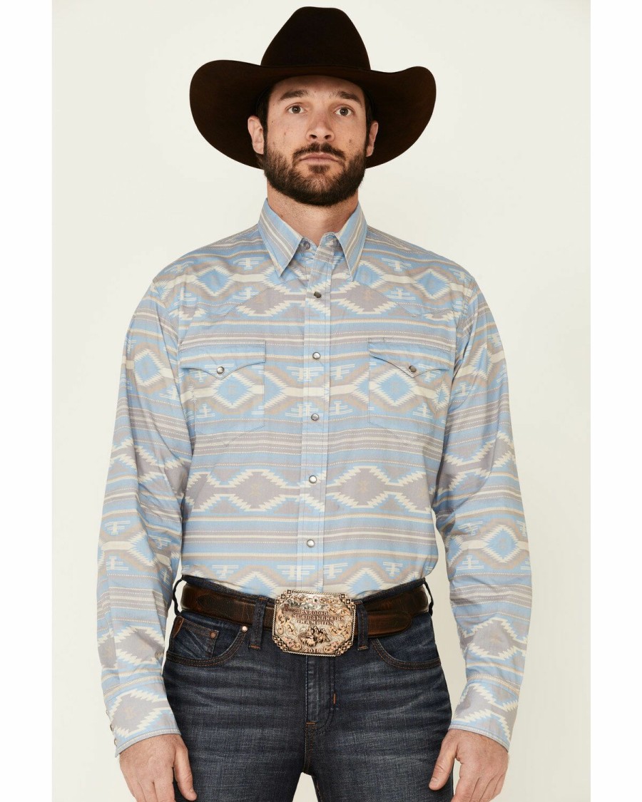 Western Shirt * | West Made Men'S Faded Southwestern Print Long Sleeve Snap Western Shirt Roper Outlet