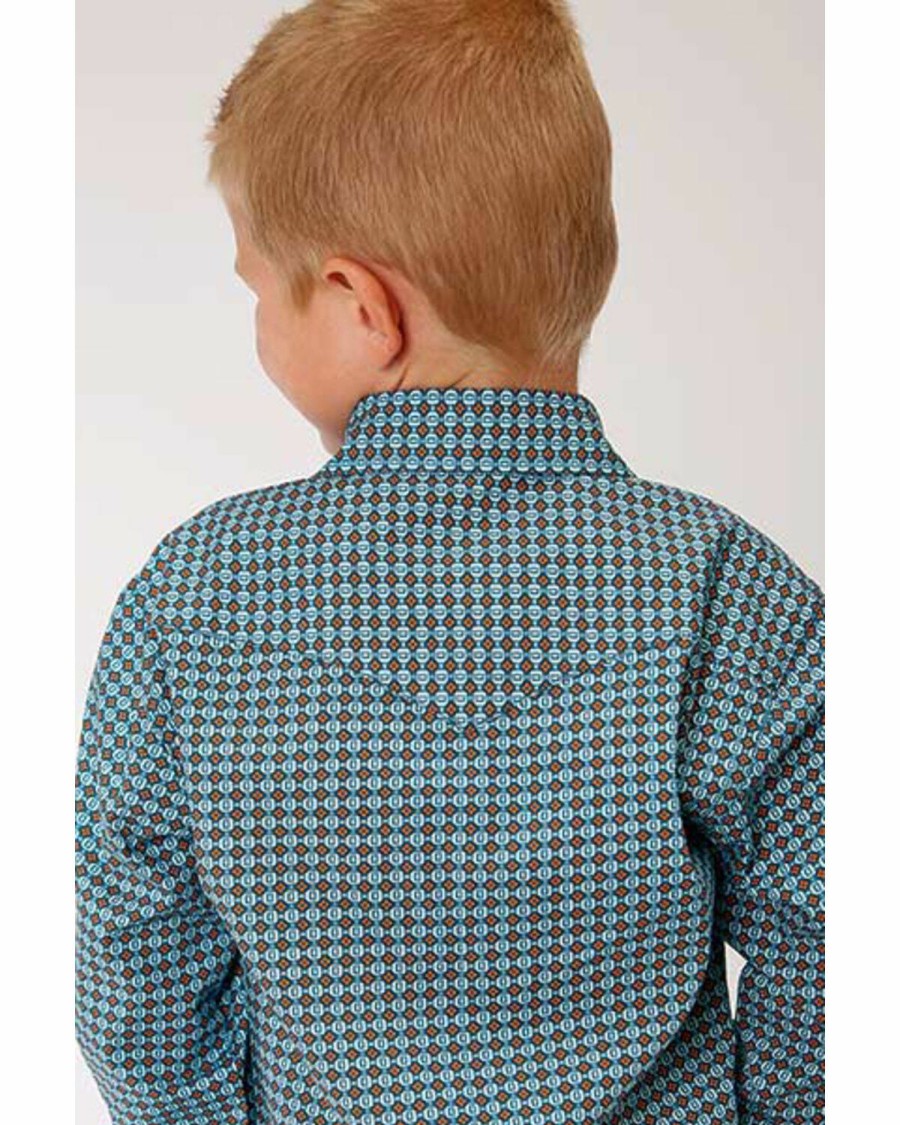 Western Shirt * | West Made Boys' Central Geo Print Long Sleeve Western Shirt Roper Online