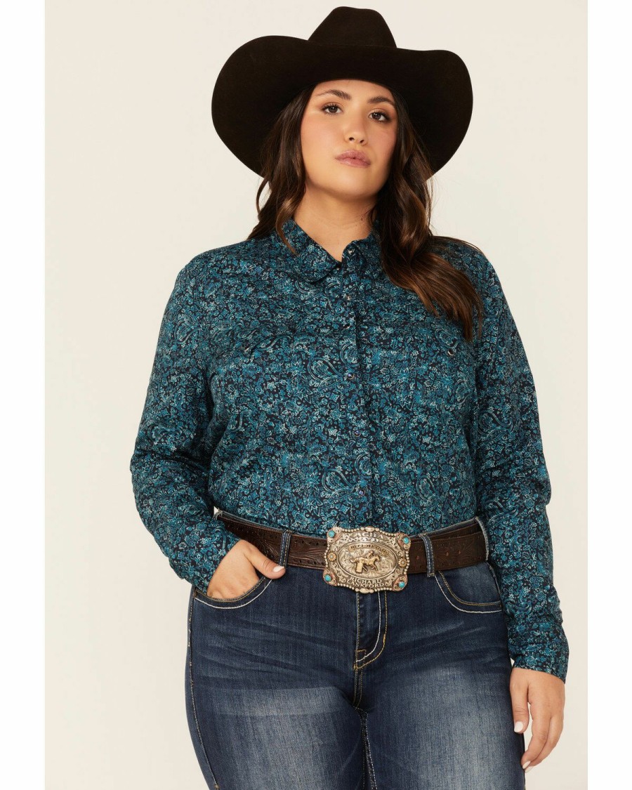 Western Shirt * | Roper Women'S Water Paisley Floral Print Long Sleeve Western Shirt Limited Edition