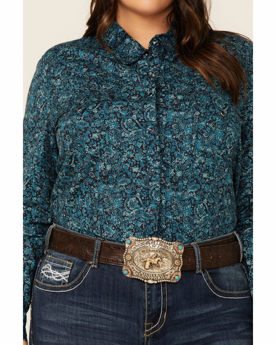 Western Shirt * | Roper Women'S Water Paisley Floral Print Long Sleeve Western Shirt Limited Edition