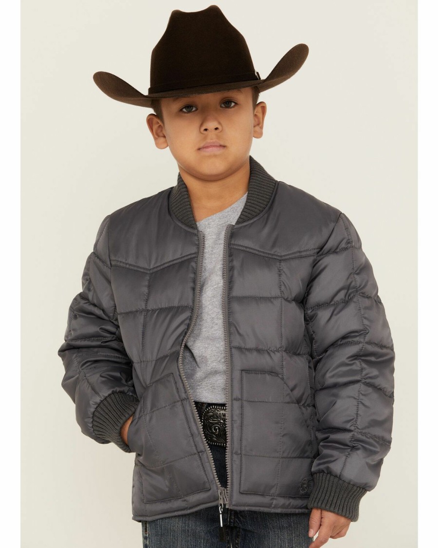 Clothing * | Roper Boys' Grey Rangewear Poly Filled Down Jacket Limited Edition