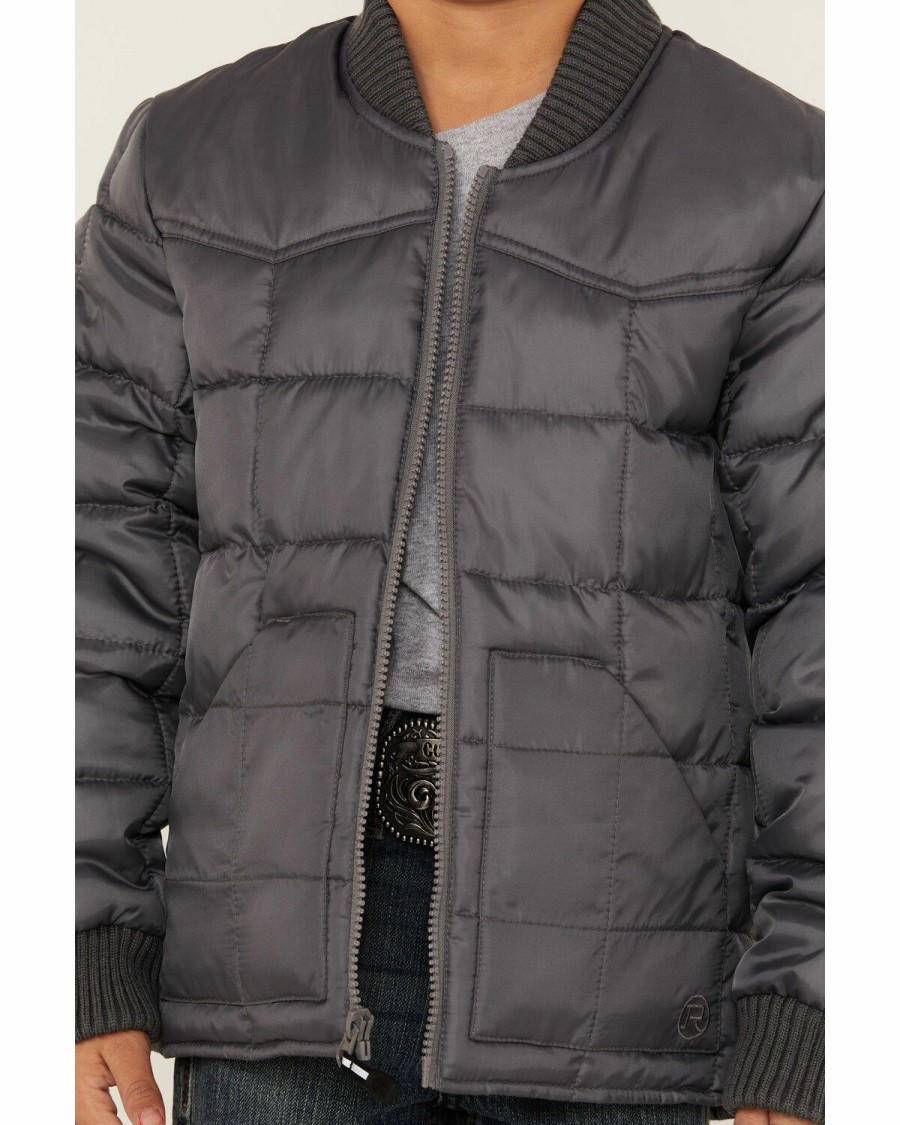 Clothing * | Roper Boys' Grey Rangewear Poly Filled Down Jacket Limited Edition