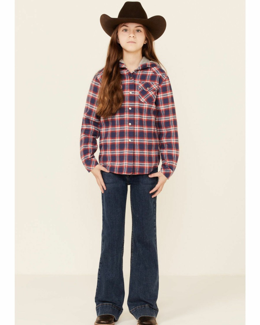 Clothing * | Roper Girls' Plaid Thermal Lined Snap-Front Hooded Jacket Online