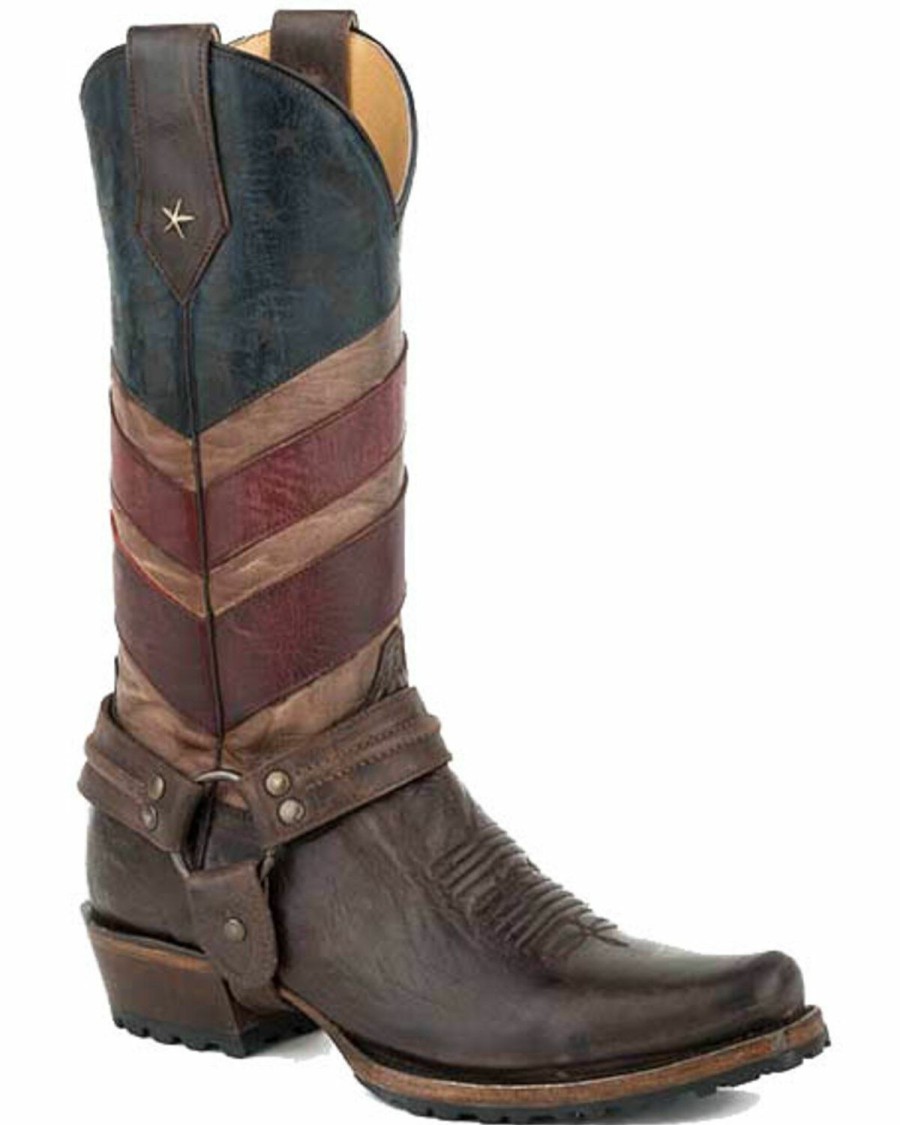 Western Boots * | Roper Men'S Old Glory Harness Western Boots Snip Toe Sale