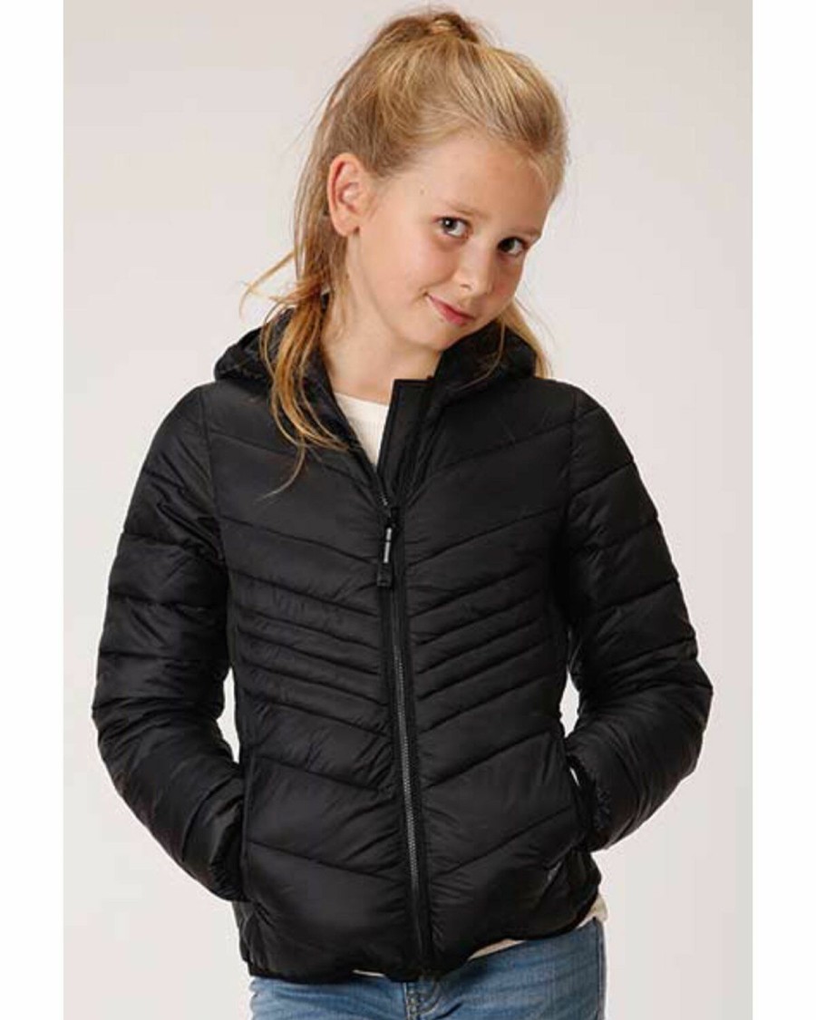 Clothing * | Roper Girls' Black Lightweight Quilted Jacket Limited Edition