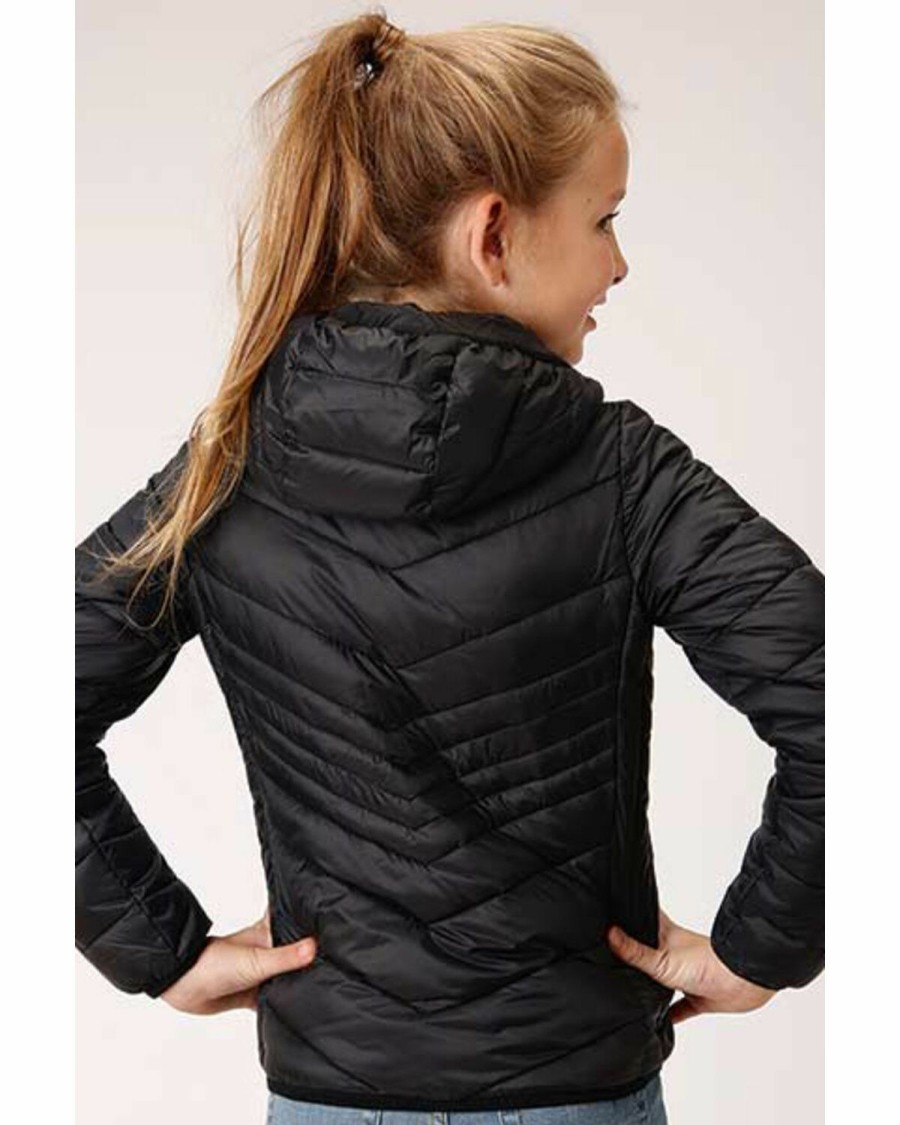 Clothing * | Roper Girls' Black Lightweight Quilted Jacket Limited Edition