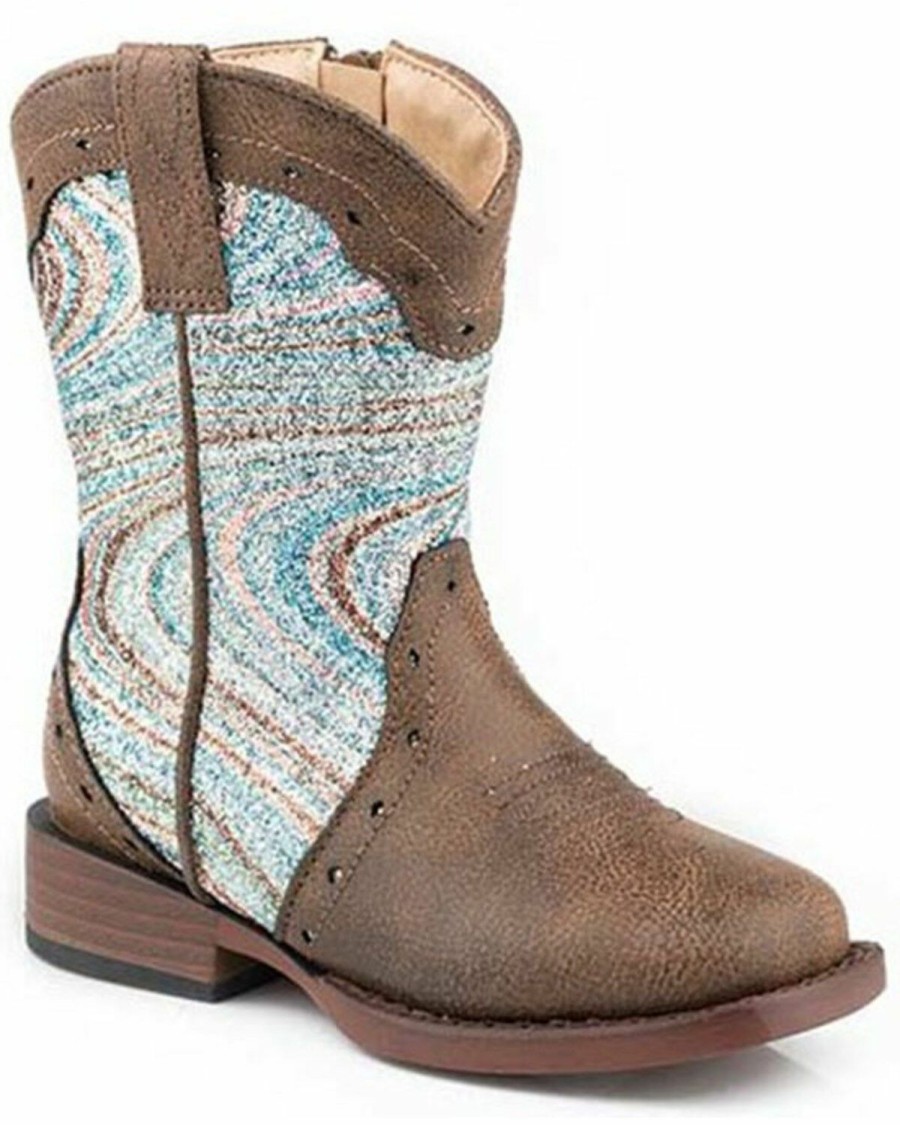 Western Boots * | Roper Toddler Girls' Glitter Swirl Western Boots Square Toe Online