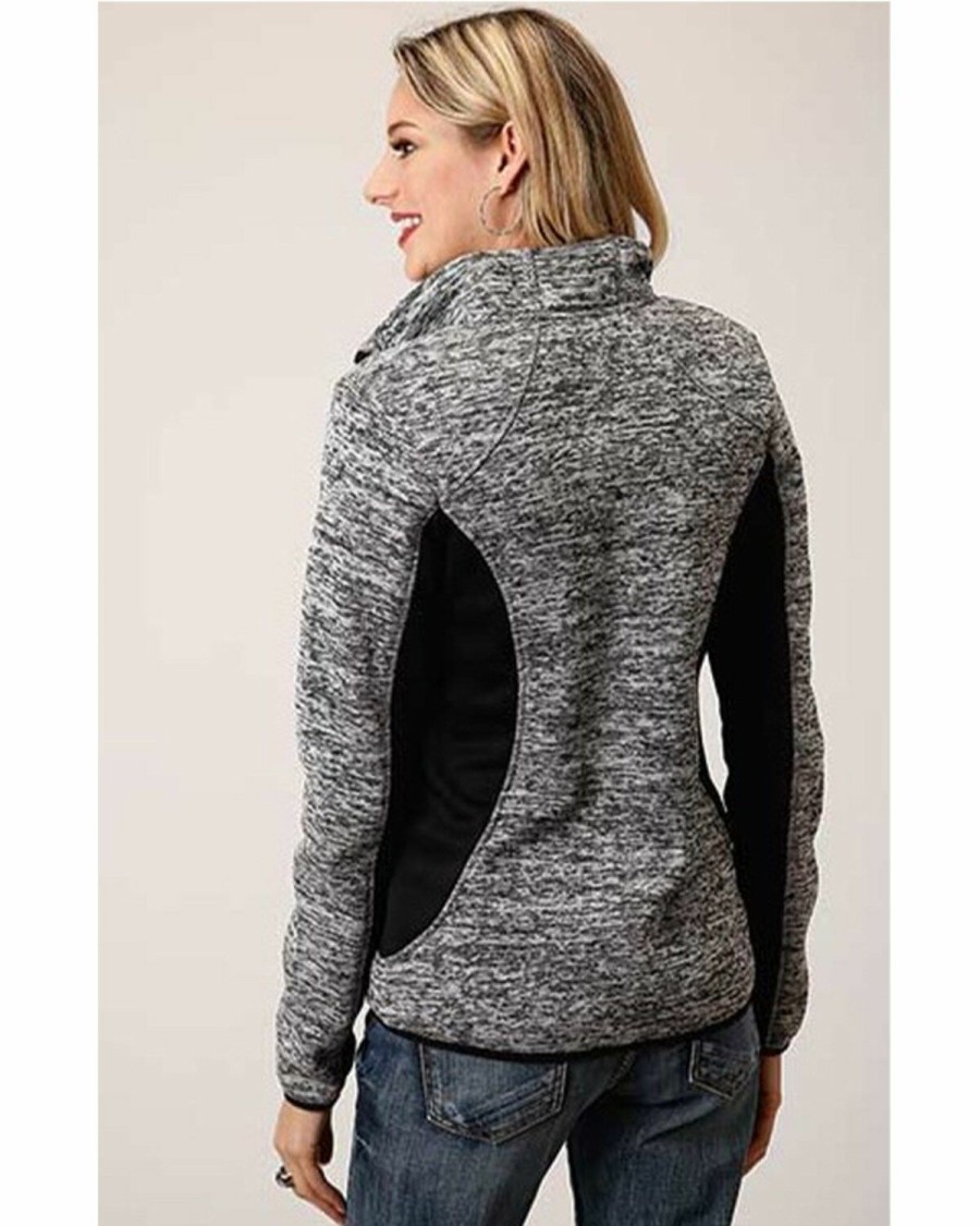 Clothing * | Roper Women'S Grey Bonded Fleece Zip Jacket Discount