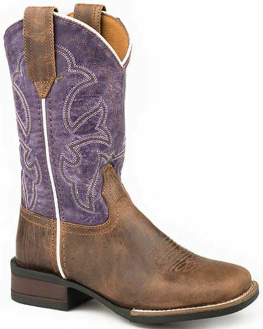 Western Boots * | Roper Youth Girls' Faux Leather Western Boots Square Toe Discount