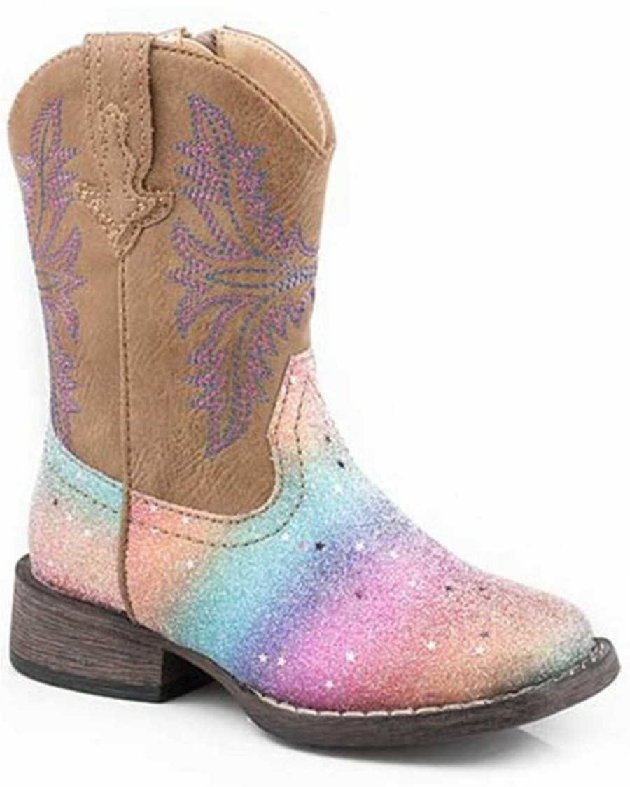 Western Boots * | Roper Toddler Girls' Rainbow Glitter Western Boots Square Toe Online