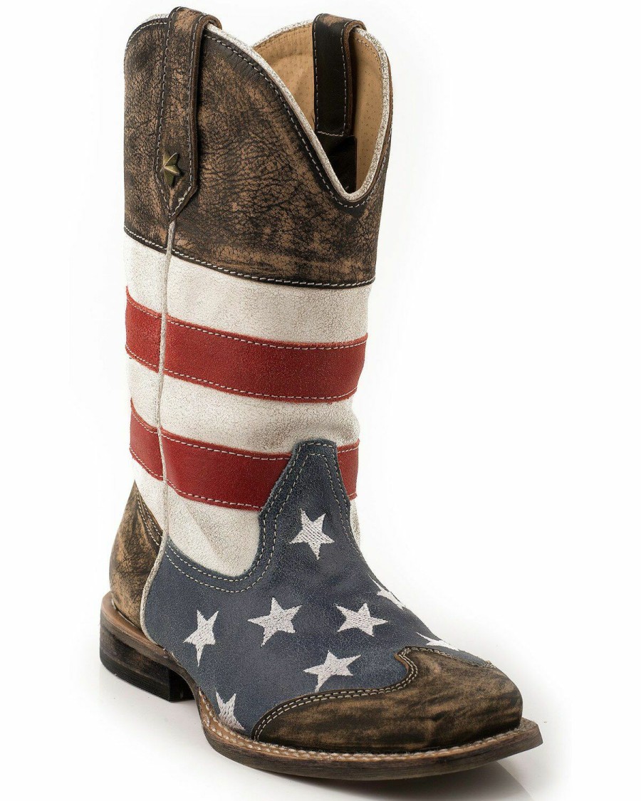 Western Boots * | Roper Kid'S Americana Flag Square Toe Western Boots Online