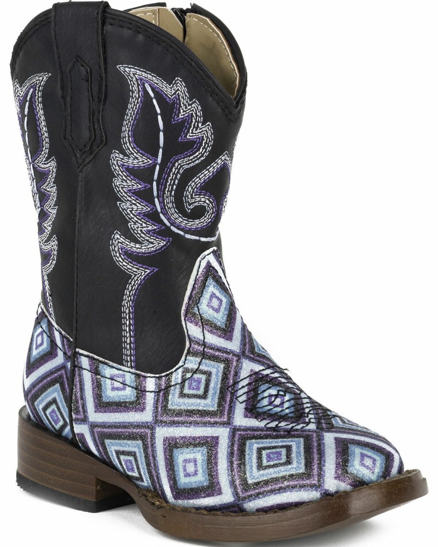 Western Boots * | Roper Toddler Girls' Glitter Diamonds Western Boots Square Toe Sale