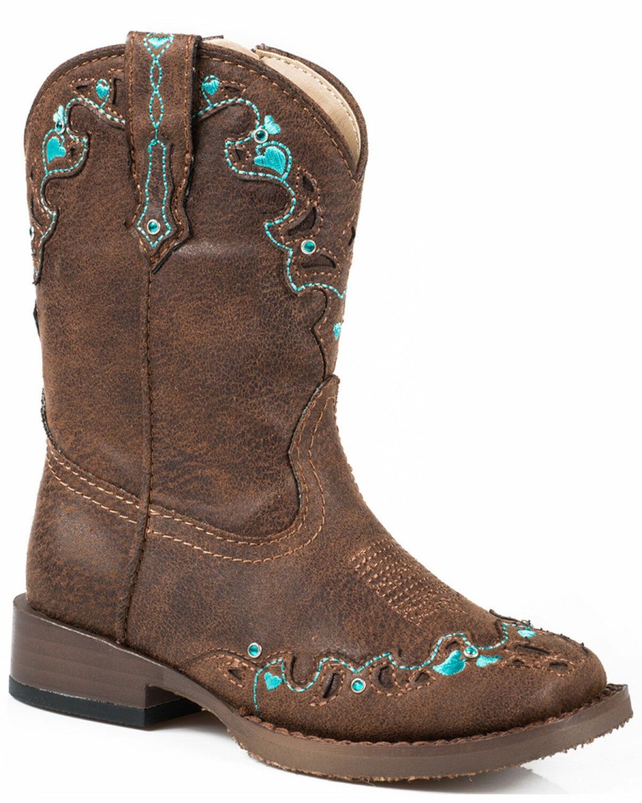 Western Boots * | Roper Infant'S Hearts Vintage Faux Leather Western Boots Discount