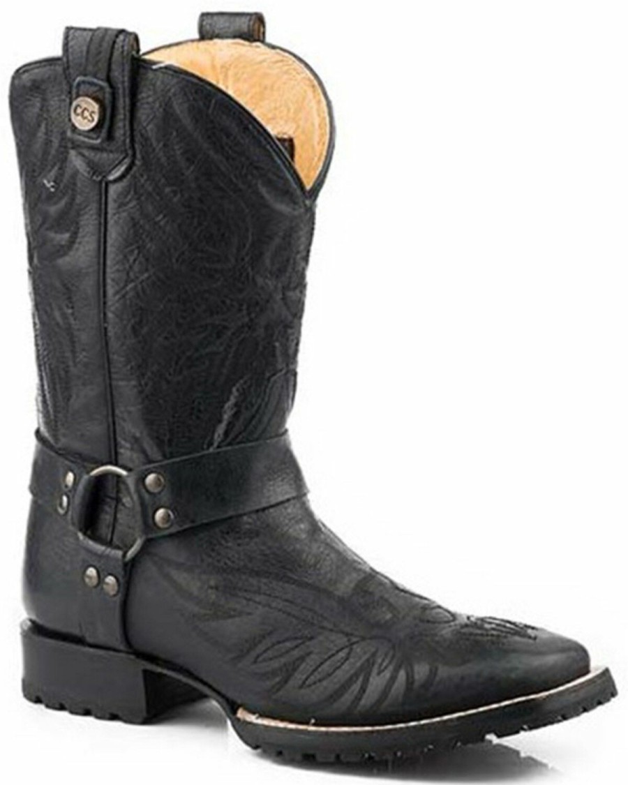 Western Boots * | Roper Men'S Cowboy Biker Ccs Rider Performance Leather Western Boots Square Toe Online