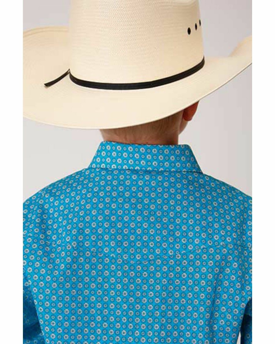 Western Shirt * | Amarillo Boys' Desert Sky Vintage Geo Print Long Sleeve Western Shirt Roper Sale