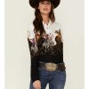 Clothing * | Roper Women'S Retro Border Printed Long Sleeve Western Snap Shirt Discount