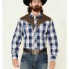 Western Shirt * | Roper Men'S Embroidered Large Plaid Long Sleeve Snap Western Shirt Discount