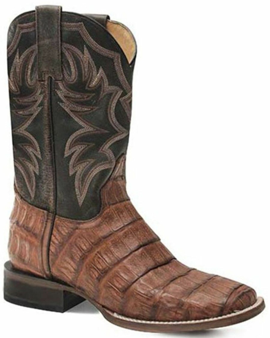 Western Boots * | Roper Men'S Cody Exotic Caiman Skin Western Boots Broad Square Toe Limited Edition