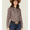 Clothing * | Roper Women'S Country Roads Paisley Print Long Sleeve Western Snap Shirt Discount