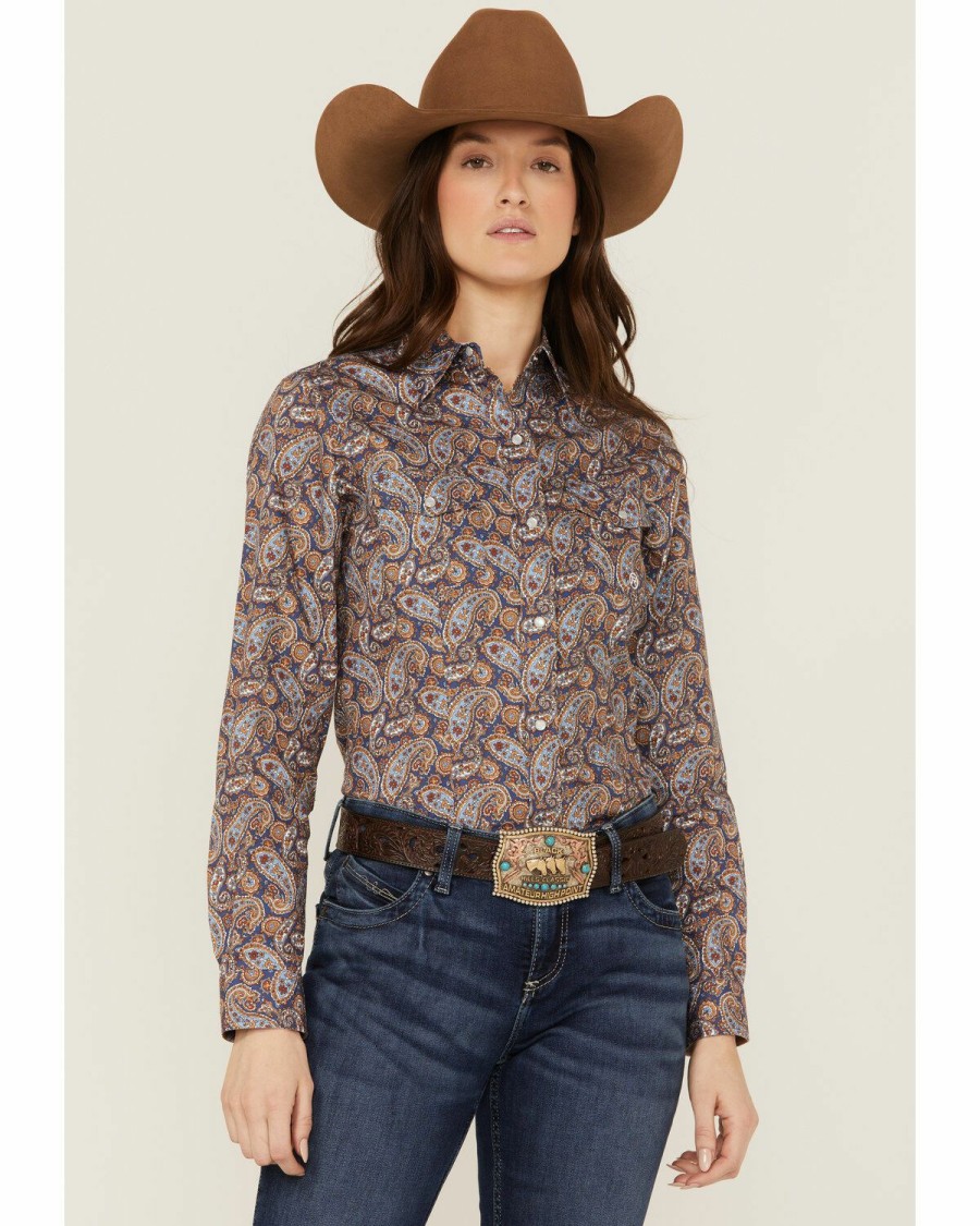 Clothing * | Roper Women'S Country Roads Paisley Print Long Sleeve Western Snap Shirt Discount