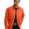 Western Shirt * | Roper Men'S Orange Basic Solid Long Sleeve Western Shirt Sale