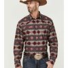 Western Shirt * | Roper Men'S Red Horizontal Southwestern Stripe Long Sleeve Snap Western Shirt Limited Edition