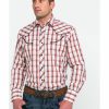 Western Shirt * | Roper Men'S Red Large Fancy Plaid Long Sleeve Western Shirt Limited Edition