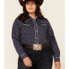 Clothing * | Roper Women'S Classic Floral Print Long Sleeve Snap Western Core Shirt Plus Online