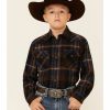 Clothing * | Roper Boys' Plaid Sherpa Long Sleeve Snap Western Flannel Shirt Sale