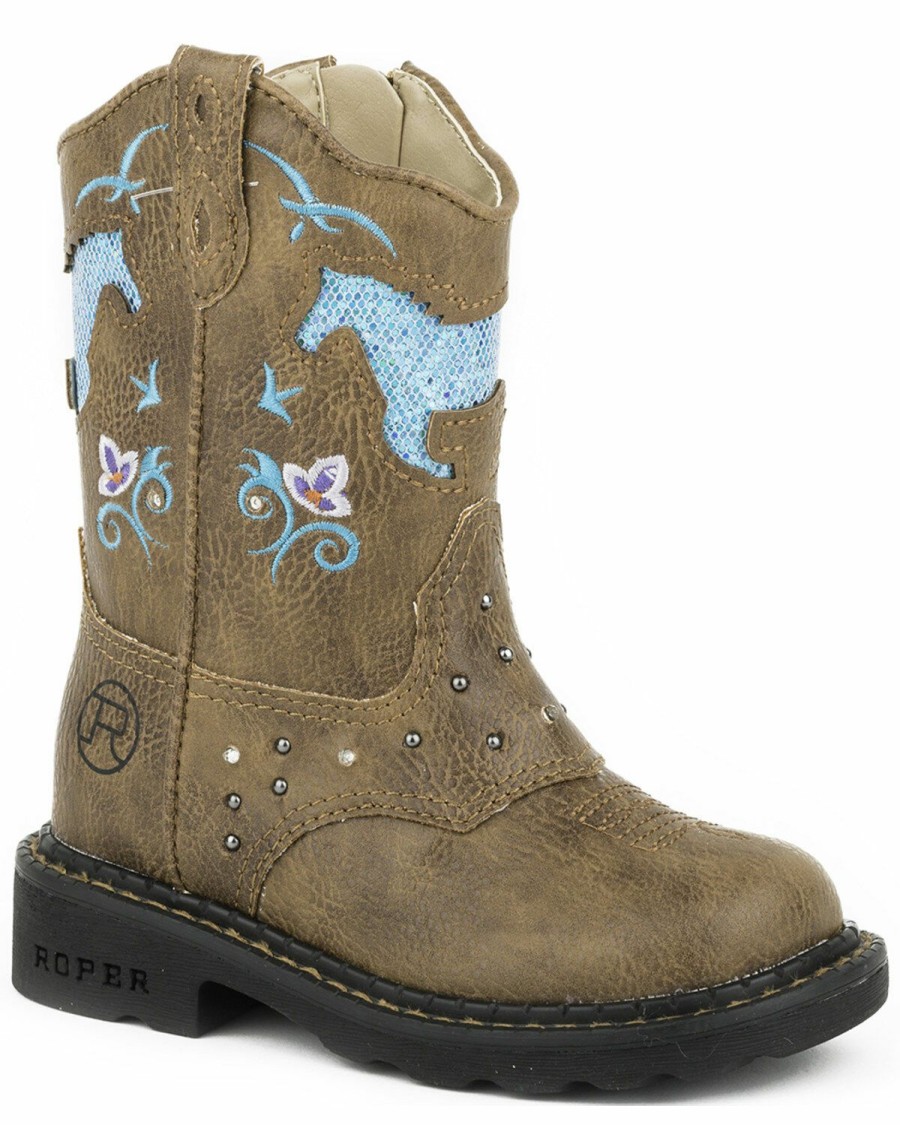 Western Boots * | Roper Infant'S Horse Flowers Dazzel Lights Western Boots Discount