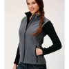 Clothing * | Roper Women'S Grey Softshell Fleece Lined Vest Plus Online