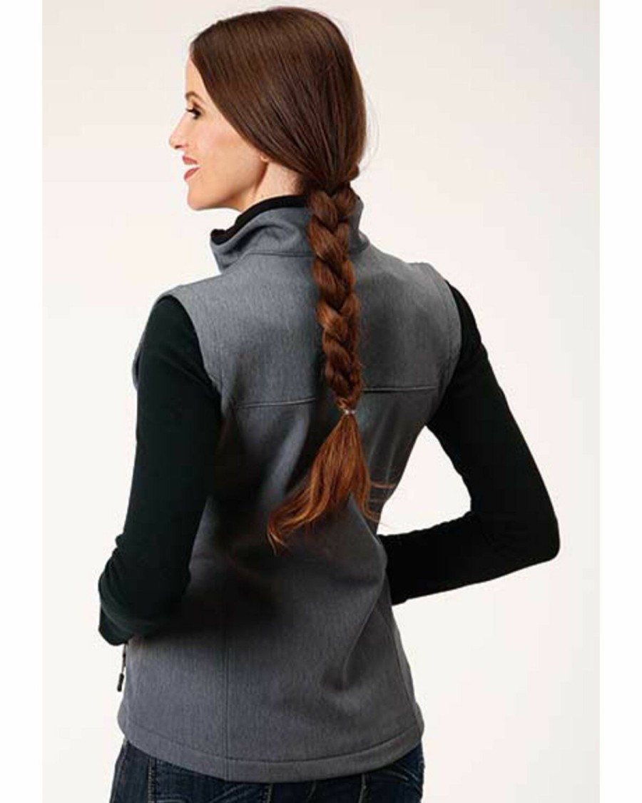 Clothing * | Roper Women'S Grey Softshell Fleece Lined Vest Plus Online