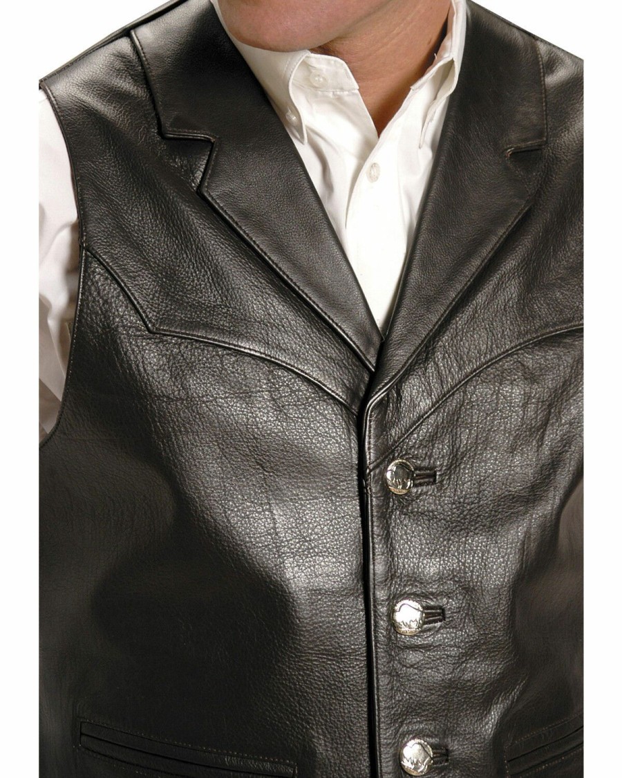 Clothing * | Roper Men'S Nappa Notched Collar Leather Vest Big & Tall Limited Edition