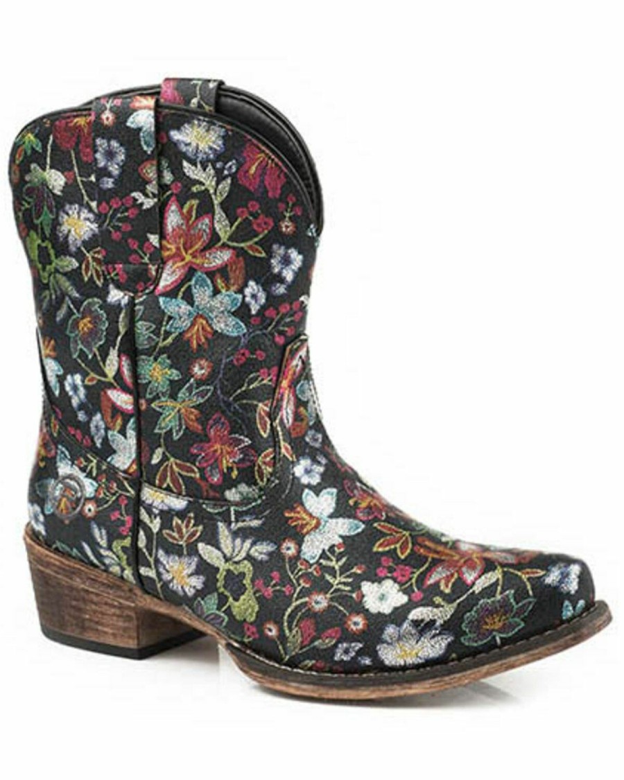 Boots * | Roper Women'S Ingrid Floral Western Booties Snip Toe Online