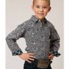 Clothing * | Roper Boys' Amarillo Medallion Paisley Print Long Sleeve Western Snap Shirt Sale