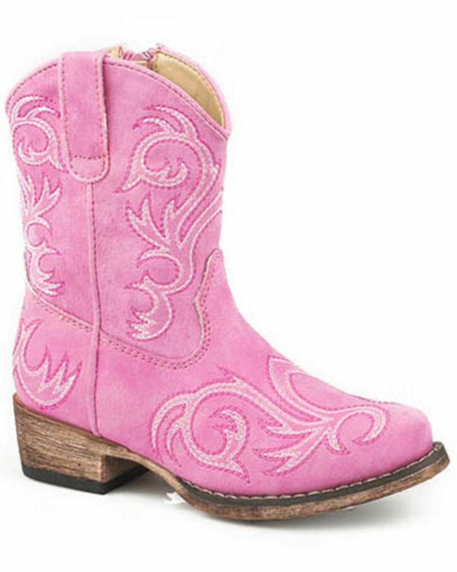 Western Boots * | Roper Girls' Allover Embroidery Western Boots Snip Toe Outlet