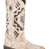 Western Boots * | Roper Women'S Creme White Antique Western Boots Round Toe Outlet