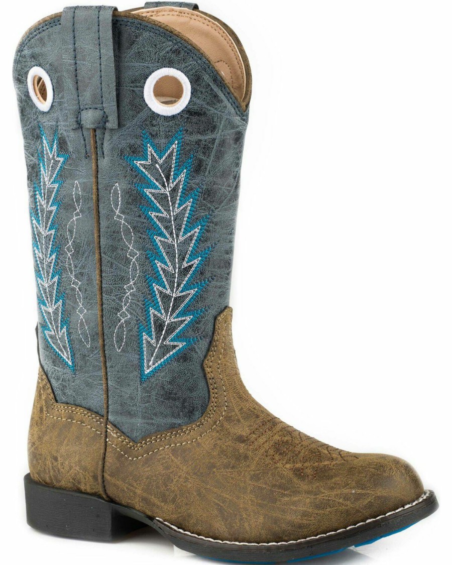 Boots * | Roper Boys' Hole In The Wall Embroidered Cowboy Boots Round Toe Limited Edition