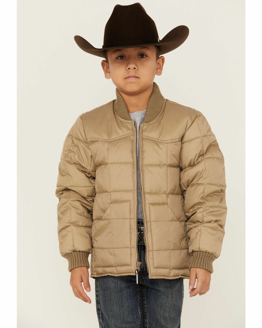 Clothing * | Roper Boys' Brown Rangewear Down Zip Front Jacket Sale