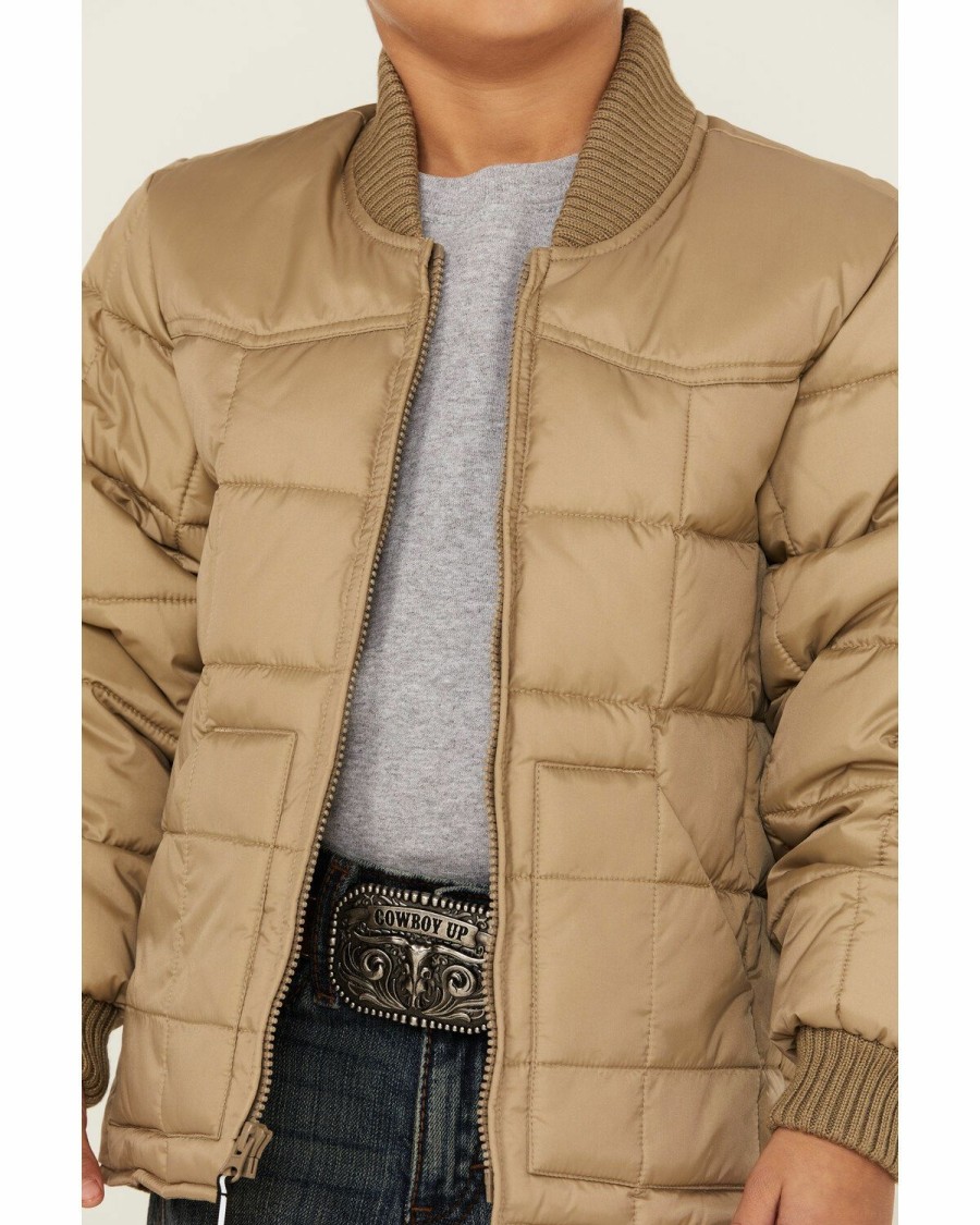 Clothing * | Roper Boys' Brown Rangewear Down Zip Front Jacket Sale