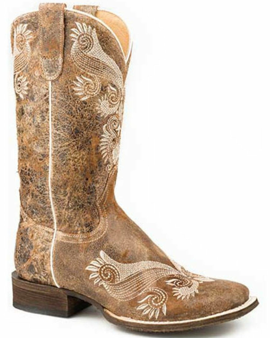 Western Boots * | Roper Women'S Distressed Brown Western Boots Square Toe Discount