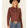 Clothing * | Roper Women'S Constellation Wallpaper Stripe Long Sleeve Snap Western Core Shirt Limited Edition