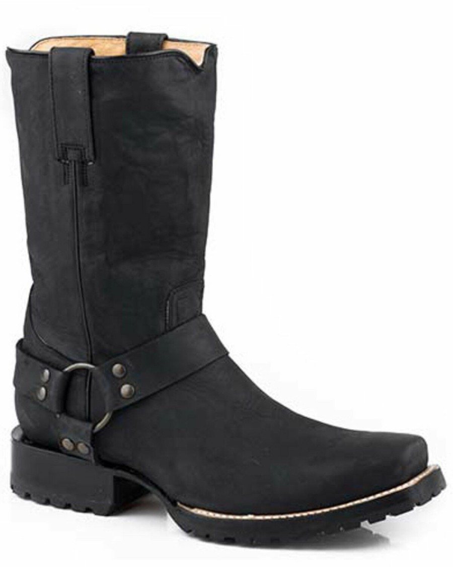 Western Boots * | Roper Men'S Biker Black Western Boots Square Toe Sale