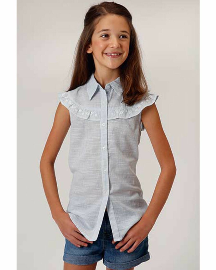 Clothing * | Roper Girls' Ruffle Yoke Sleeveless Shirt Online