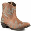 Boots * | Roper Women'S Phoenix Tan Embroidered Booties Snip Toe Sale