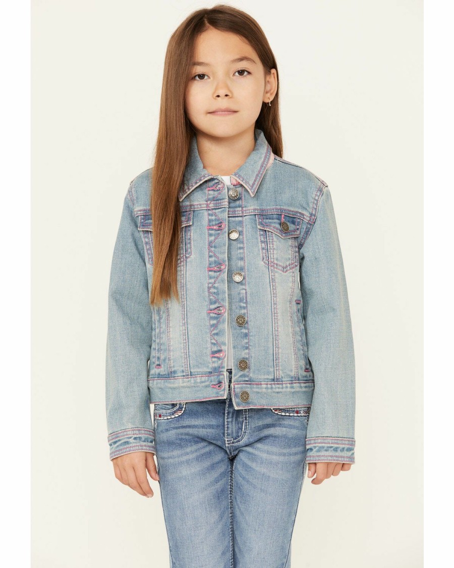 Clothing * | Roper Girls' Checkered Plaid Denim Jacket Outlet