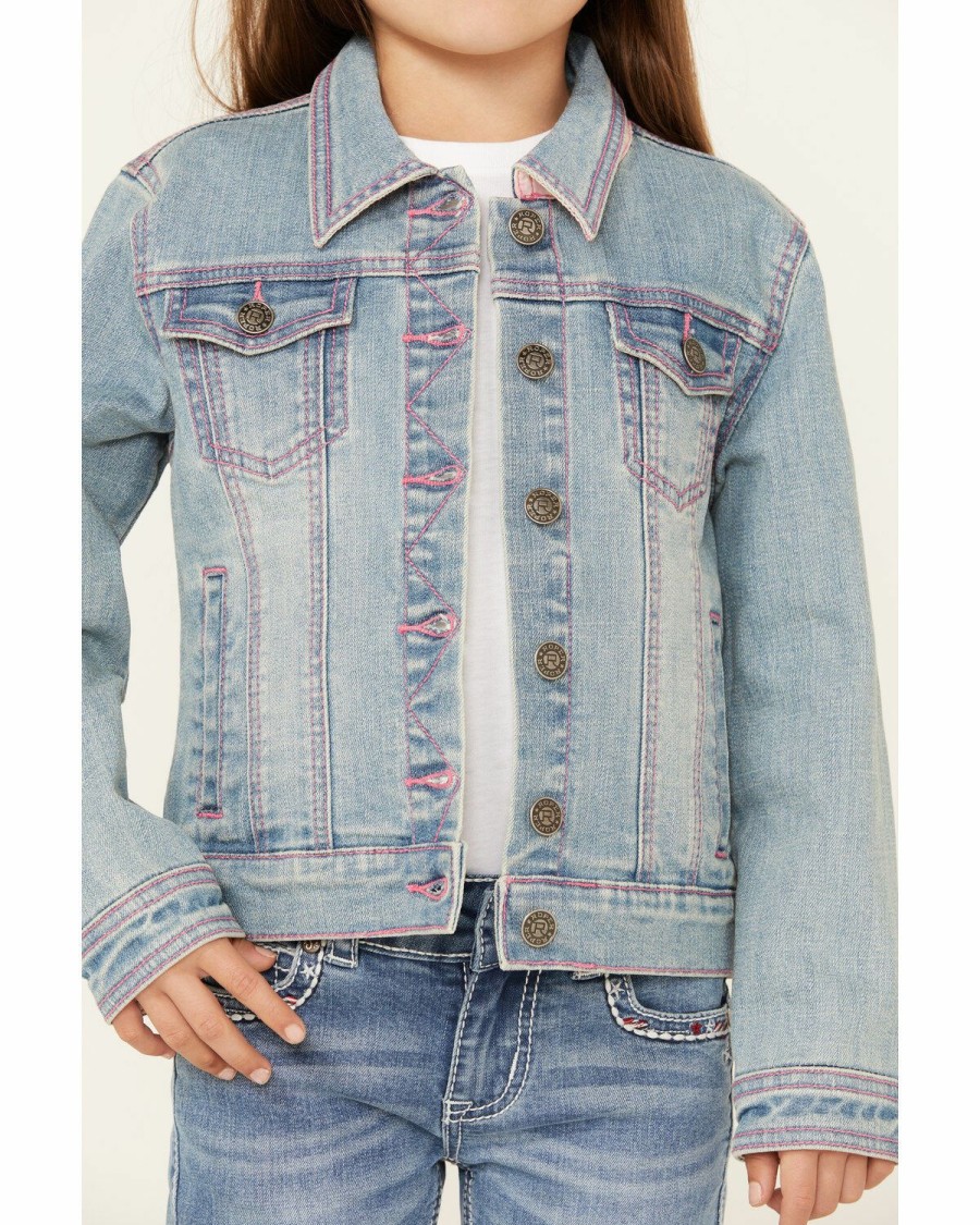 Clothing * | Roper Girls' Checkered Plaid Denim Jacket Outlet