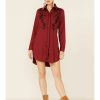 Clothing * | Roper Women'S Long Sleeve Rose Embroidered Snap Shirt Dress Discount